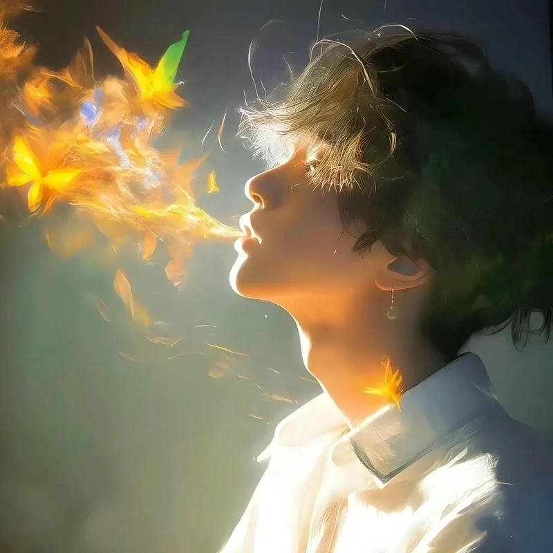 Avatar tiktok đẹp nam góc nghiêng thổi bướm vàng