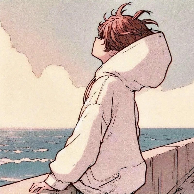Avatar tiktok đẹp nam ngồi ngắm biển buồn lofi