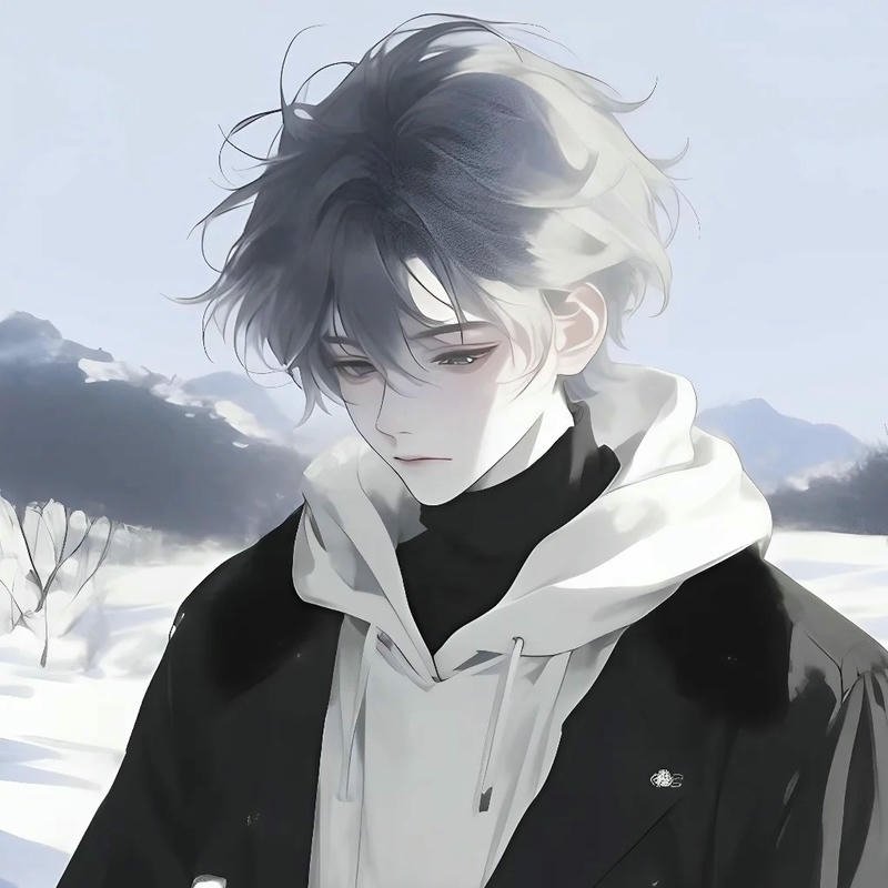Avatar tiktok đẹp nam tóc trắng áo đen lạnh lùng