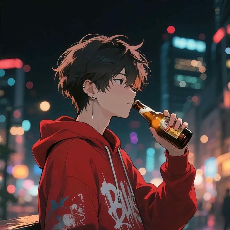 Avatar tiktok đẹp nam uống nước phố đêm đèn