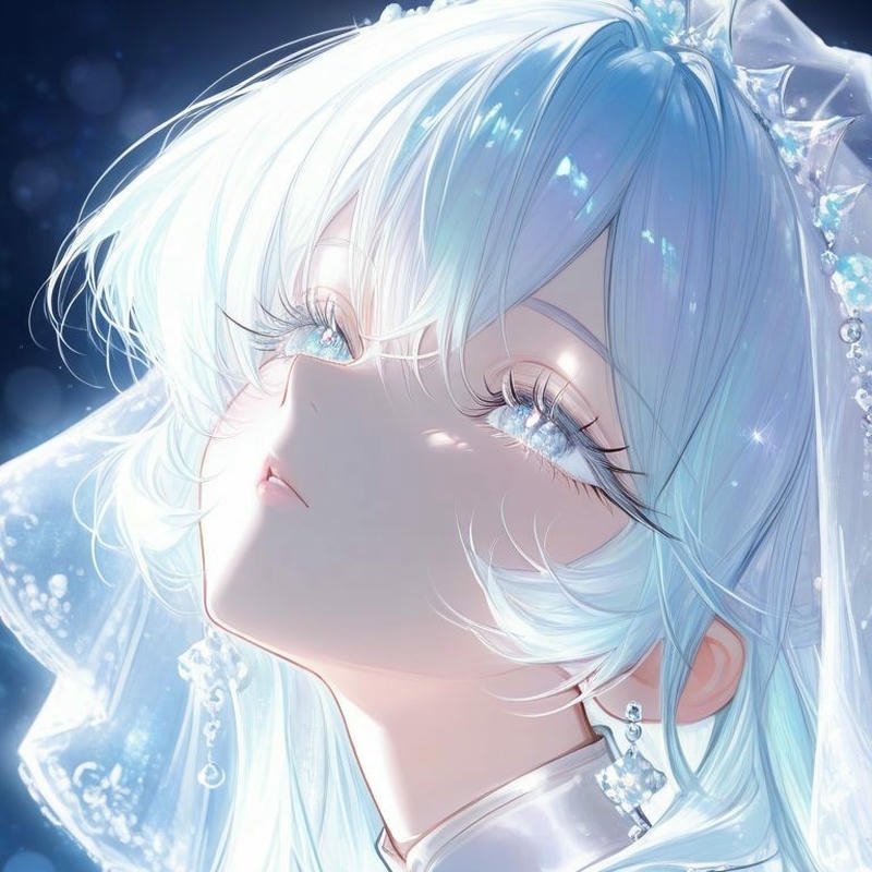 Avatar trắng tinh anime nữ mắt xanh dương lạnh lùng đẹp