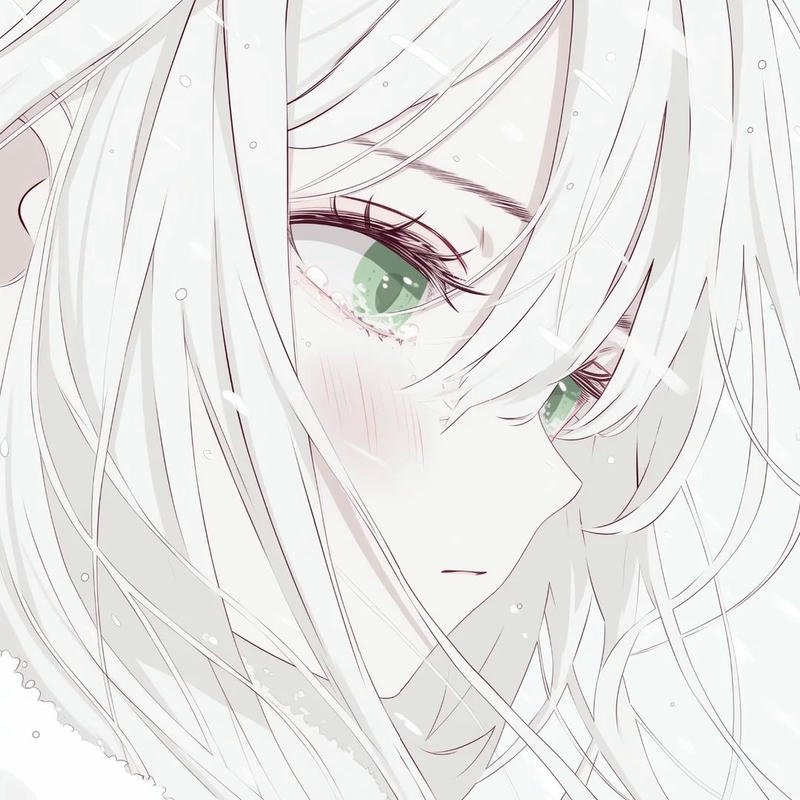 Avatar trắng tinh anime nữ tóc bạch kim nét chì mờ