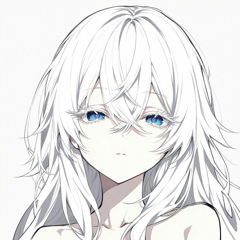 Avatar trắng tinh anime nữ tóc ngắn ánh mắt buồn bã