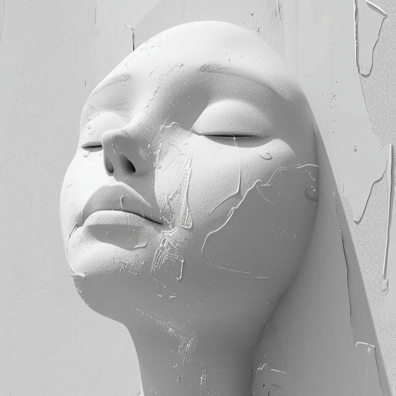 Avatar trắng tinh khuôn mặt tượng nhắm mắt ngủ yên bình