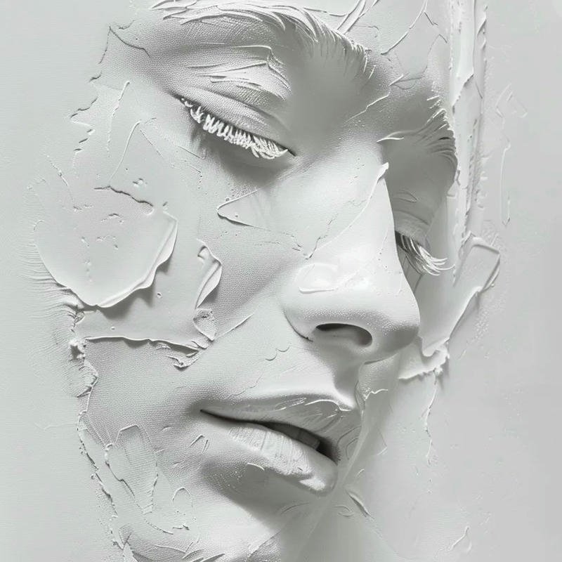 Avatar trắng tinh tượng thạch cao nghệ thuật vỡ nứt mặt