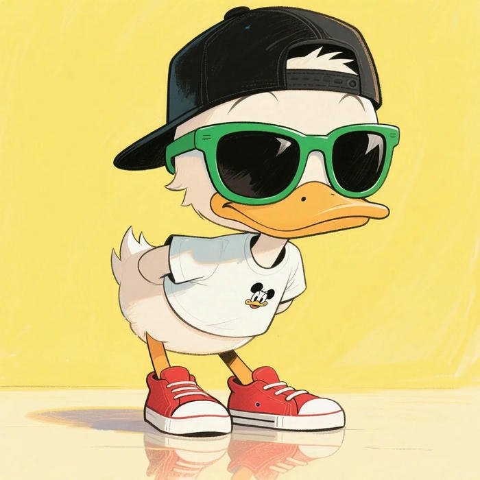 Avatar vịt cute đeo kính đen đội mũ lưỡi trai ngầu