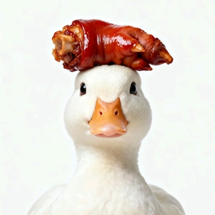 Avatar vịt cute đội thức ăn cay đỏ trên đầu vui