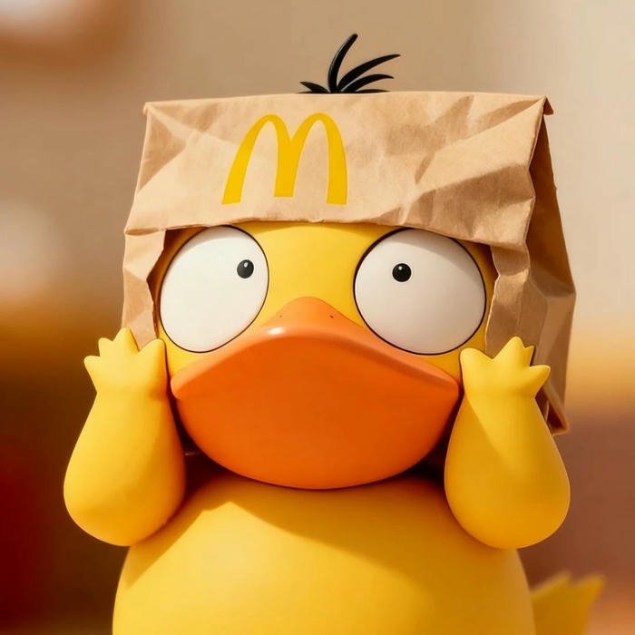 Avatar vịt cute đội túi giấy vàng che kín cả đầu