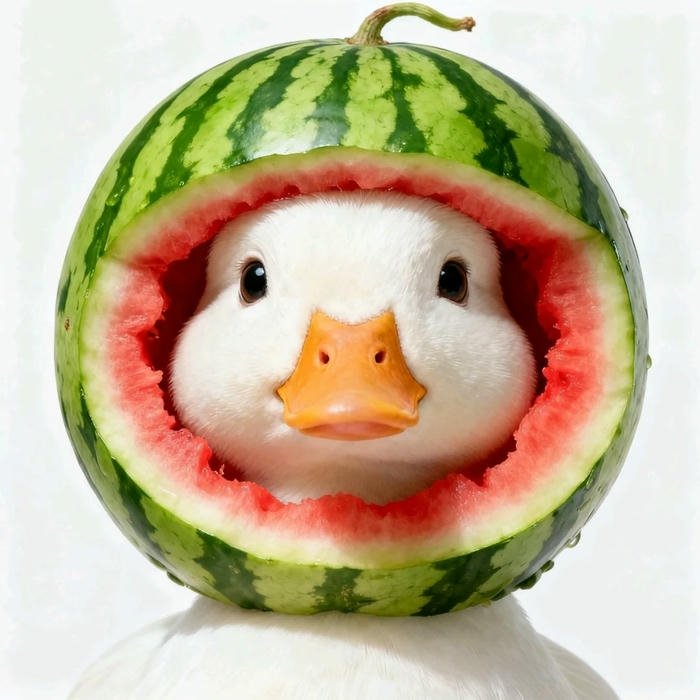 Avatar vịt cute đội vỏ dưa hấu đỏ tươi mát mắt