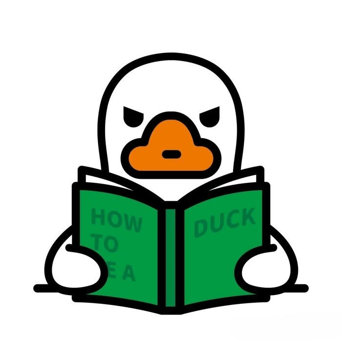 Avatar vịt cute ngồi đọc sách xanh lá cây chăm chỉ