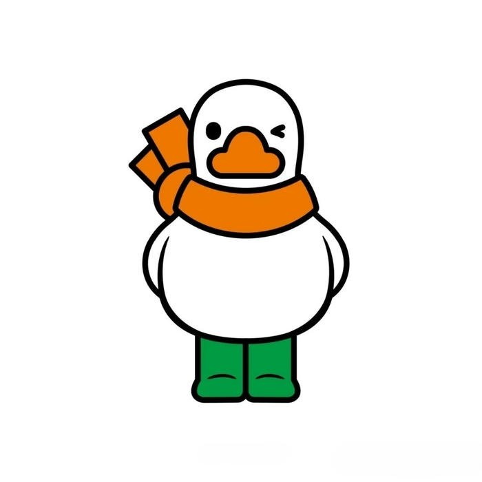 Avatar vịt cute quàng khăn len cam đứng rất nghiêm túc