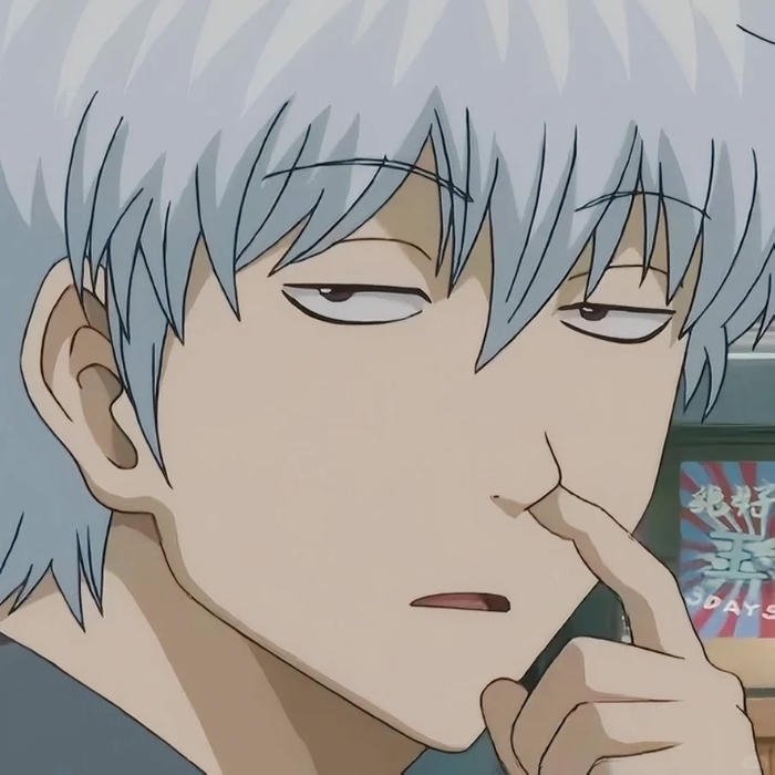 Avatar vô tri anime Gintoki ngoáy mũi thái độ bất cần đời