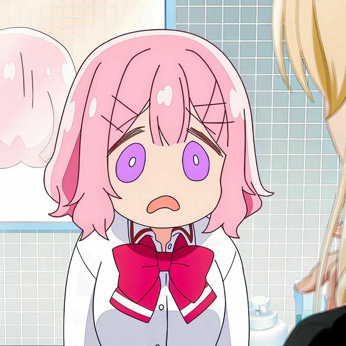 Avatar vô tri anime cô gái tóc hồng sốc nặng mắt trợn ngược