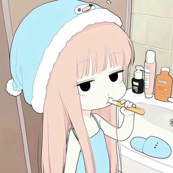 Avatar vô tri anime đánh răng buổi sáng mắt nhắm nghiền buồn ngủ