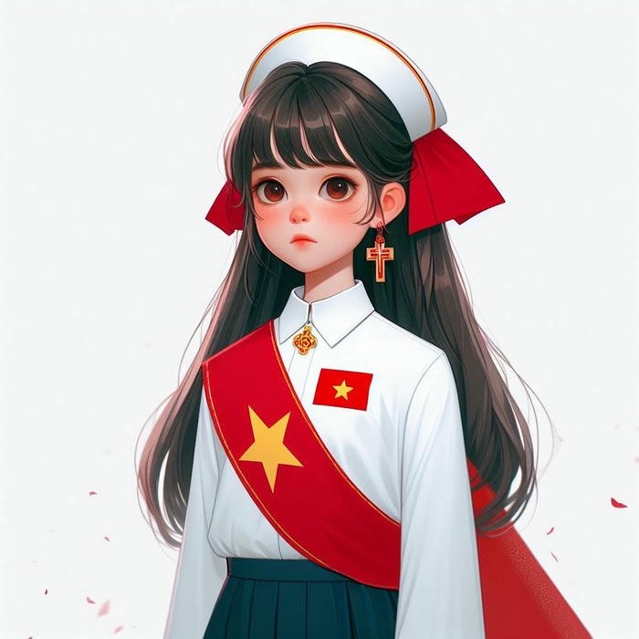 Avatar yêu nước cô gái trẻ mặc áo cờ đỏ