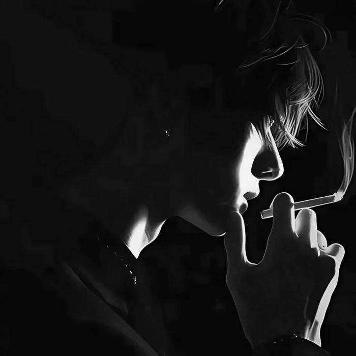 Black avatar chàng trai hút thuốc góc nghiêng đầy tâm trạng