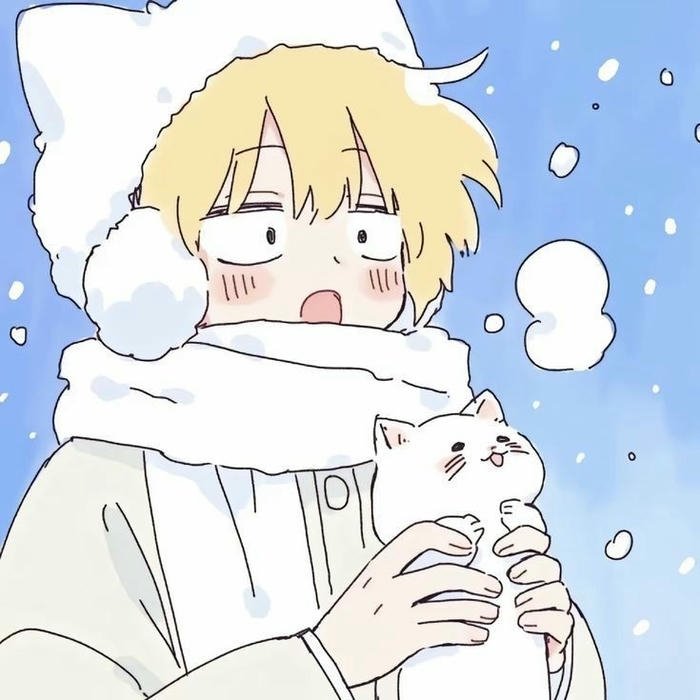 Discord avatar chàng trai anime ôm mèo trắng dễ thương