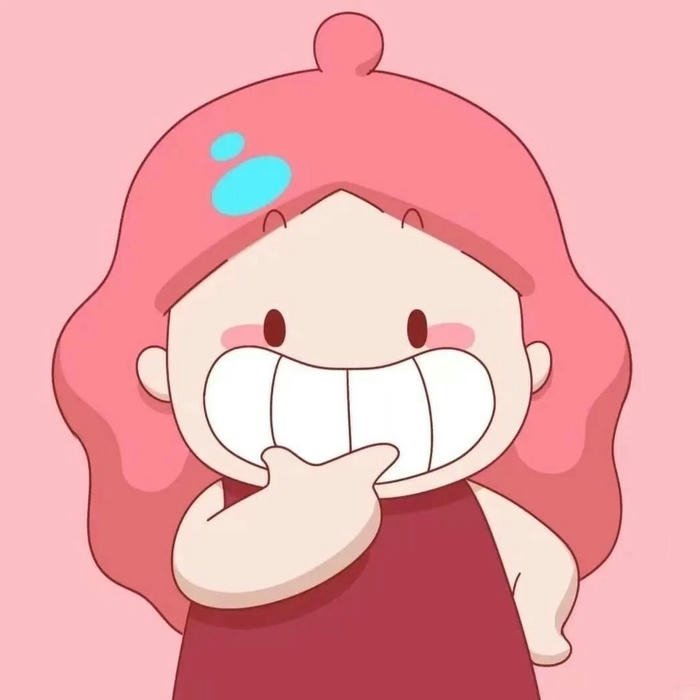 Discord avatar cô bé tóc hồng che miệng cười duyên