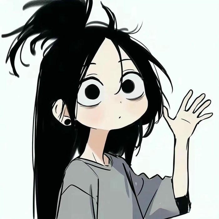 Discord avatar cô gái anime tóc đen vẫy tay chào