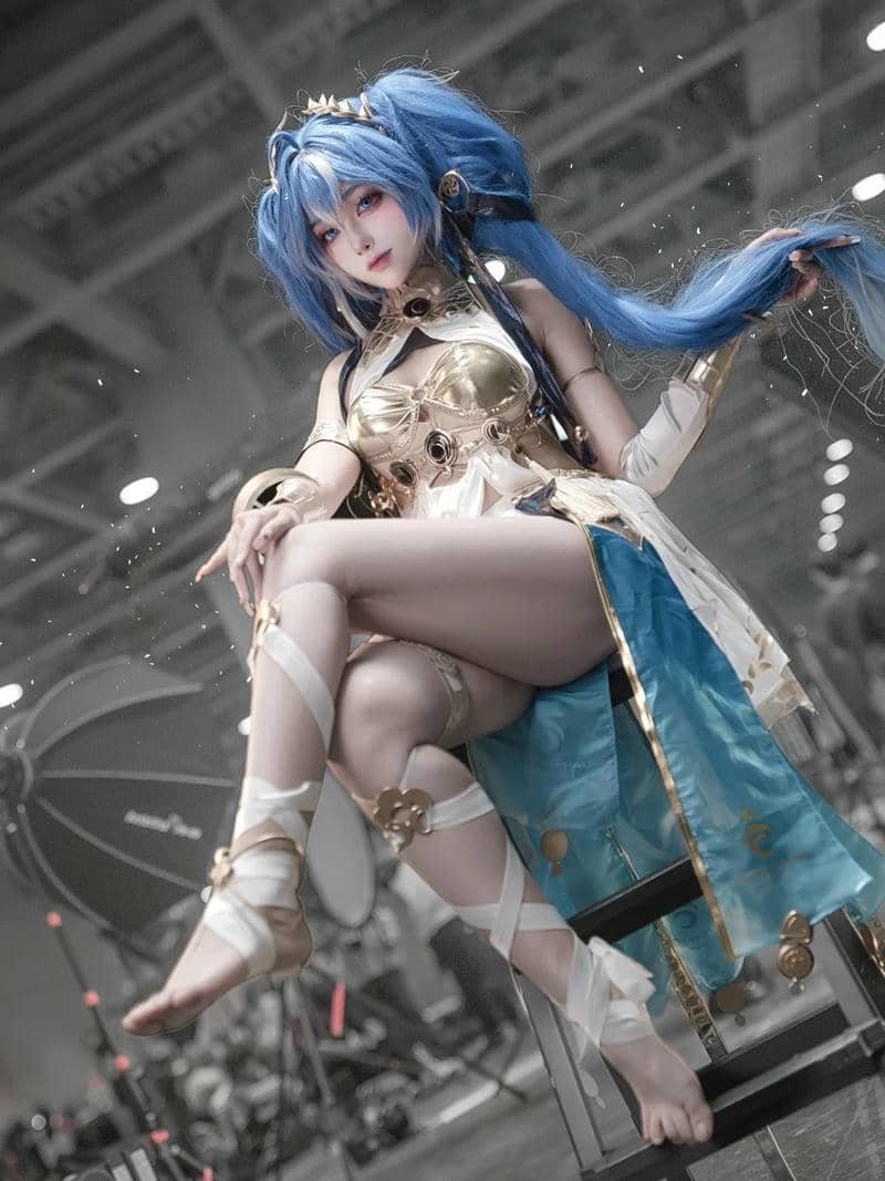 Ganyu phong cách fantasy với hiệu ứng băng tuyết