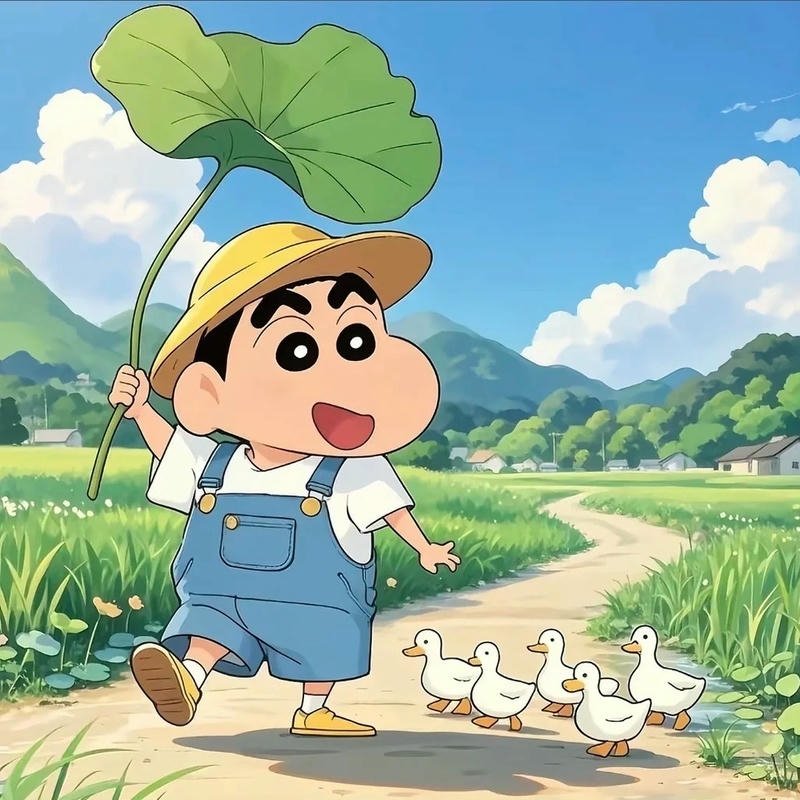 Hình Shin cậu bé bút chì làm nông dân thăm ruộng