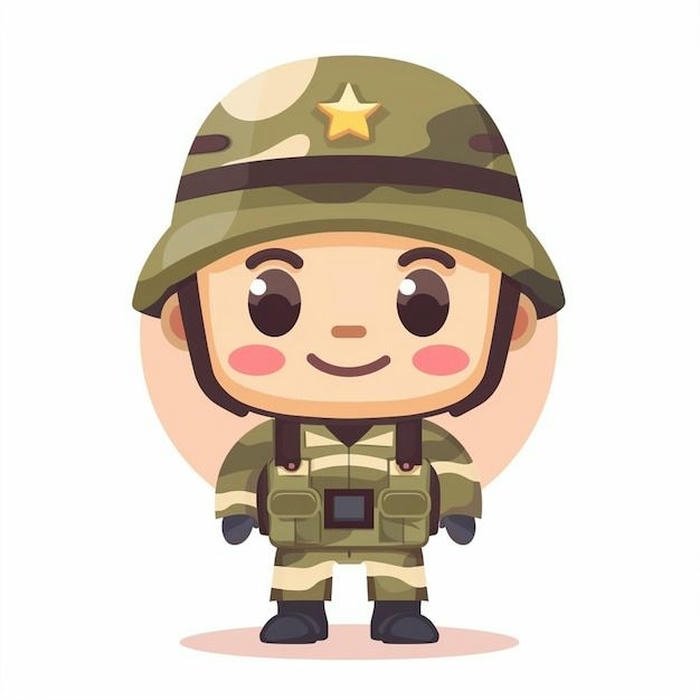 Hình ảnh chú bộ đội chibi dáng tròn vo cười hiền