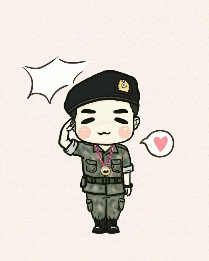 Hình ảnh chú bộ đội chibi vẽ nét đơn giản cute
