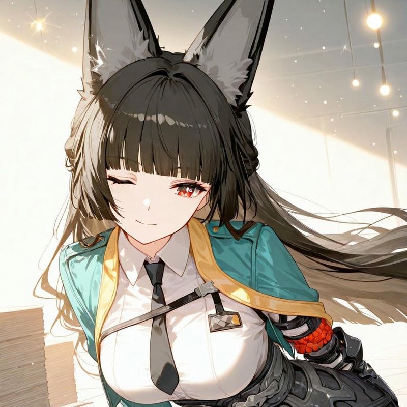 Hình anime nữ đáng yêu tóc nâu tai mèo cá tính