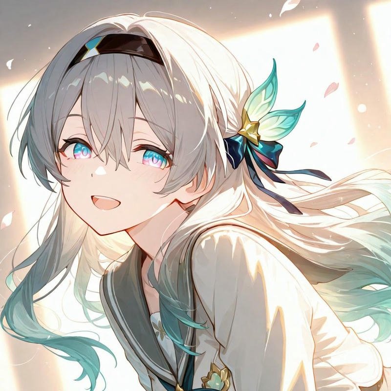 Hình đại diện nữ dễ thương tóc xám mắt xanh biếc