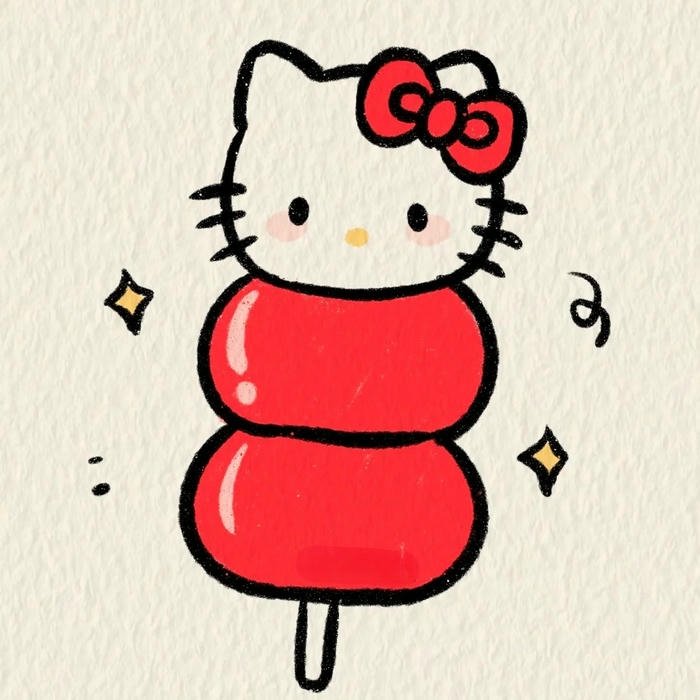 Hình hello kitty xiên que dango đỏ rực rỡ ngon mắt