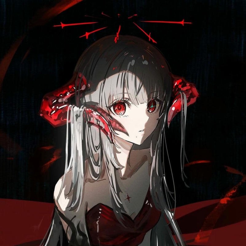 Hình nền anime nữ chất có sừng đỏ đầy ma mị