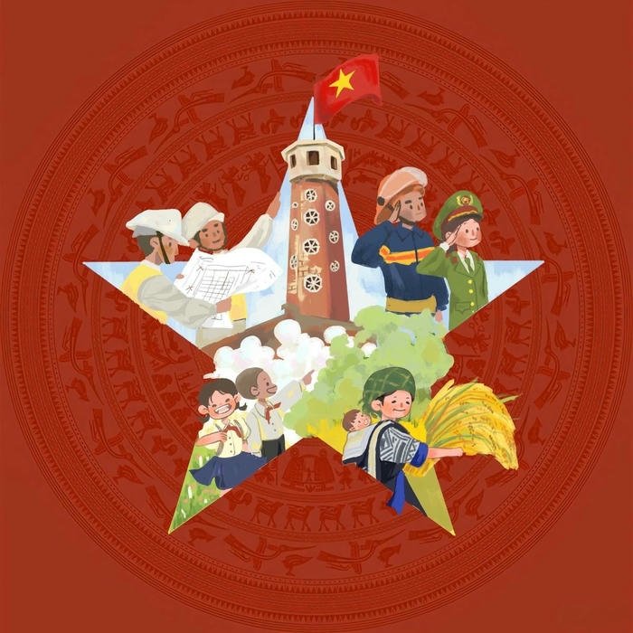 Hình nền cờ Việt Nam bản đồ hình ngôi sao vàng