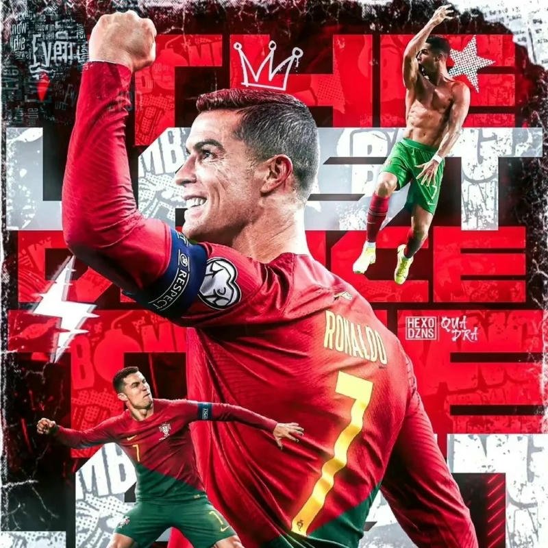 Hình nghệ thuật Ronaldo ghép nhiều ảnh nền đỏ rực