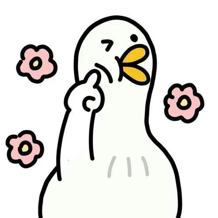 Hình vẽ vịt trắng đơn giản biểu cảm suy tư ngộ nghĩnh