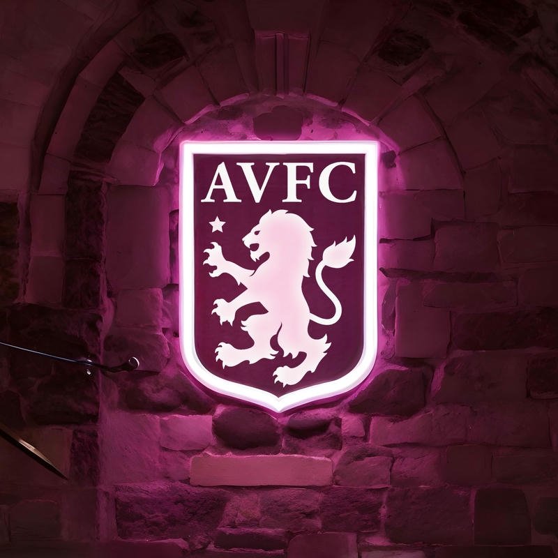Logo Aston Villa hiệu ứng đèn neon tím phát sáng