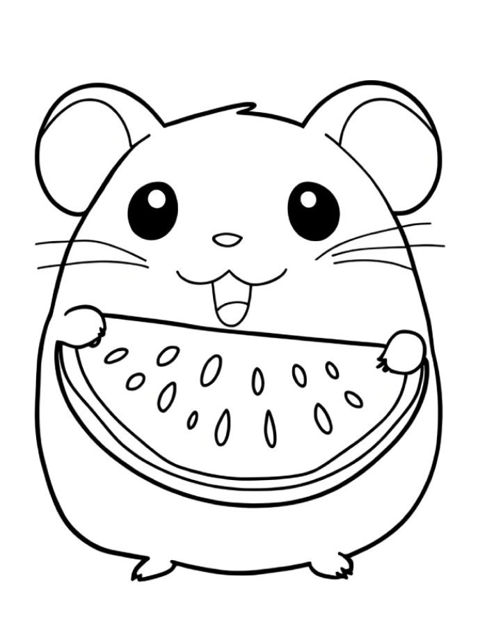 ăn dưa hấu tranh tô màu con chuột