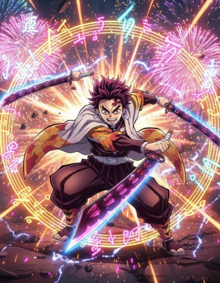 ảnh anime thanh gươm diệt quỷ ánh sáng tương phản