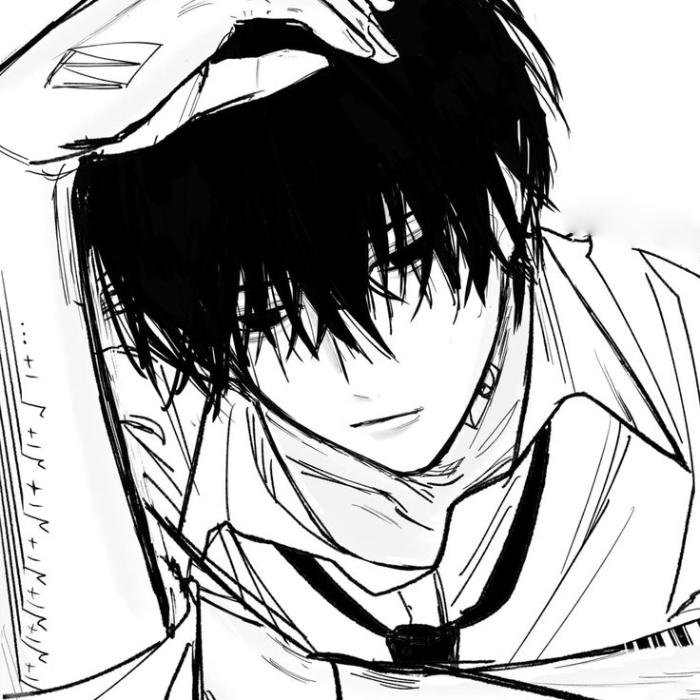 ảnh anime trắng đen dáng ngồi cô độc