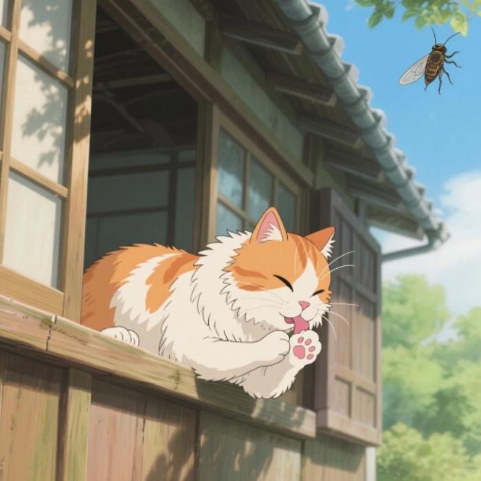 ánh mắt hiền của mèo anime chill