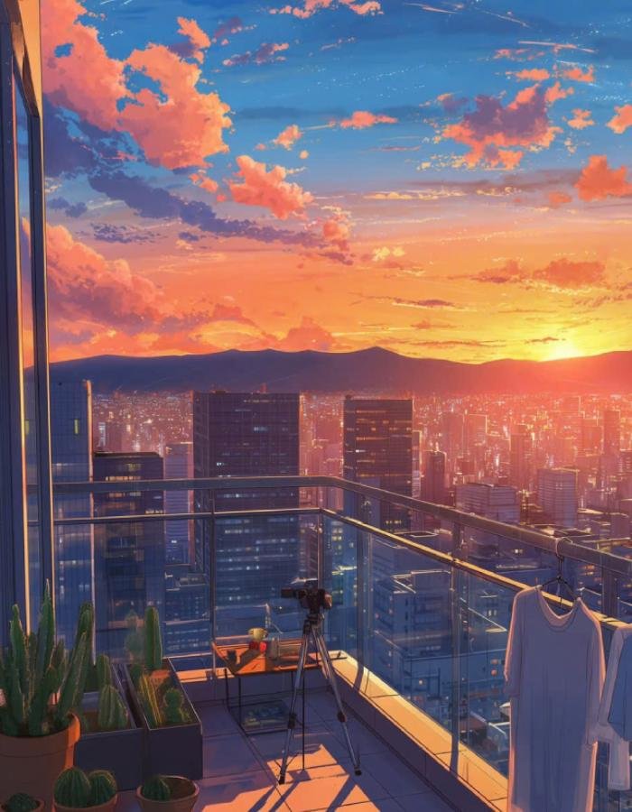 ảnh phong cảnh anime bầu trời xanh trong