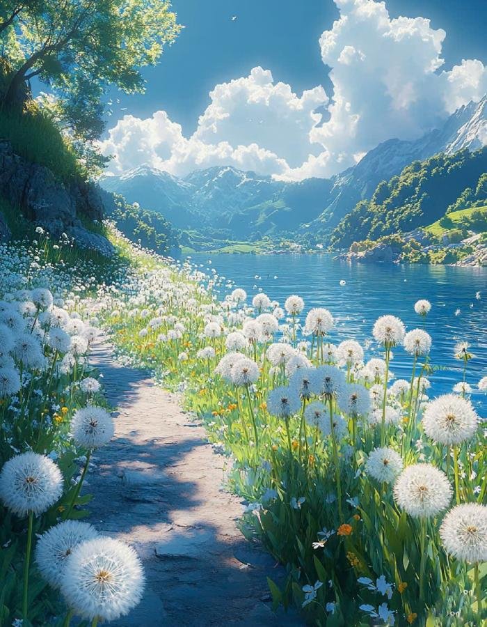 ảnh phong cảnh anime con đường ven đồi