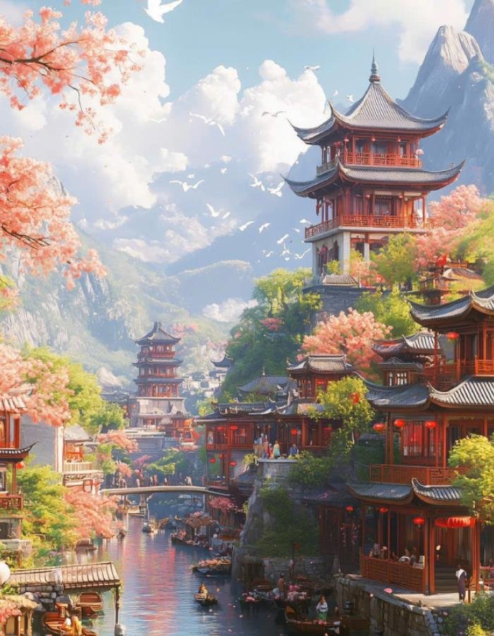 ảnh phong cảnh anime khu phố ồn ào