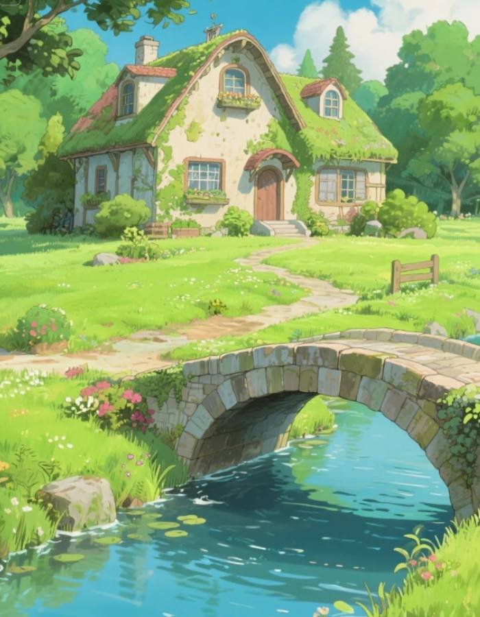 ảnh phong cảnh anime vùng quê yên bình