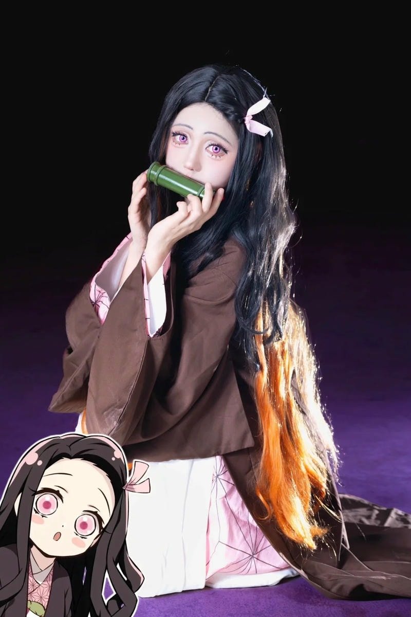 ánh sáng mềm tôn lên nezuko cosplay