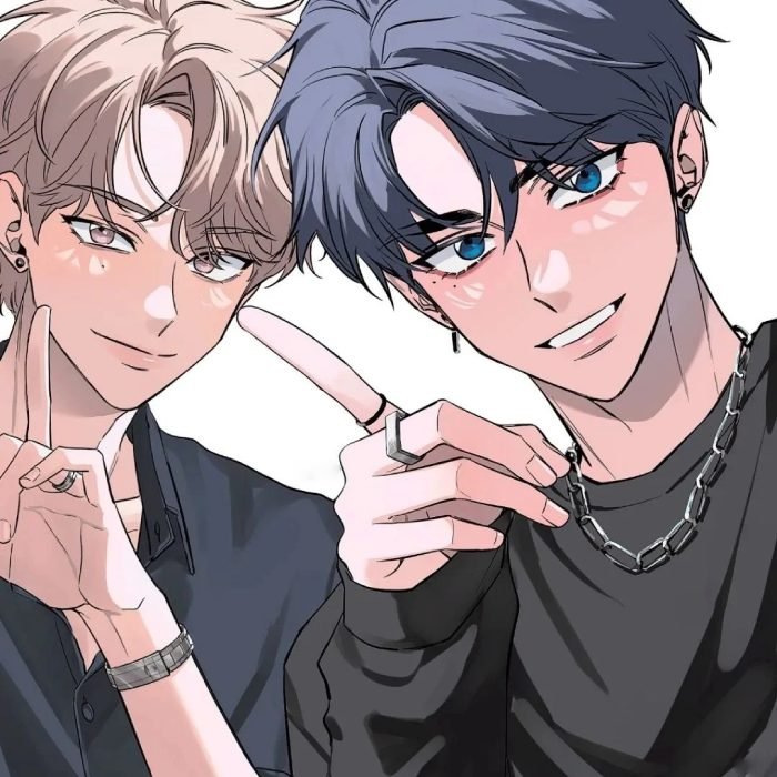 avatar đôi anime ngầu bố cục gọn