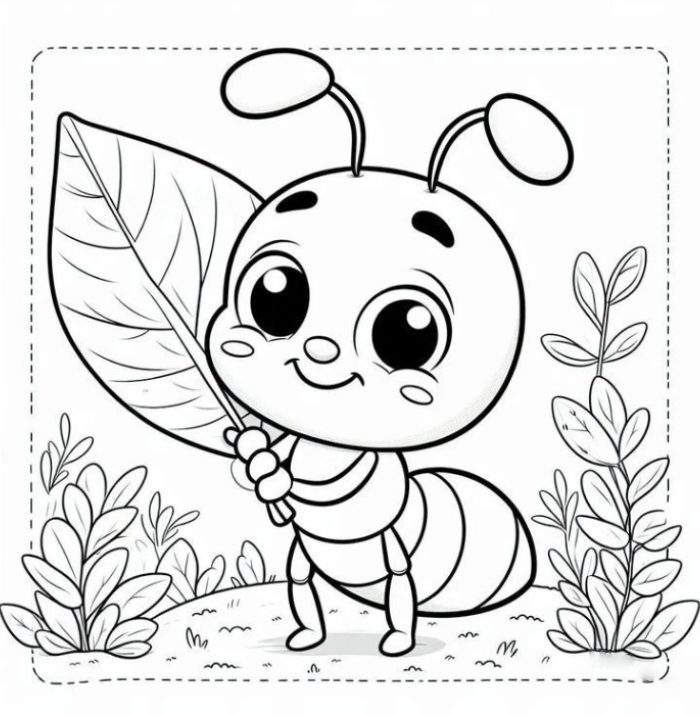 bài tập sáng tạo cho bé tranh tô màu con kiến