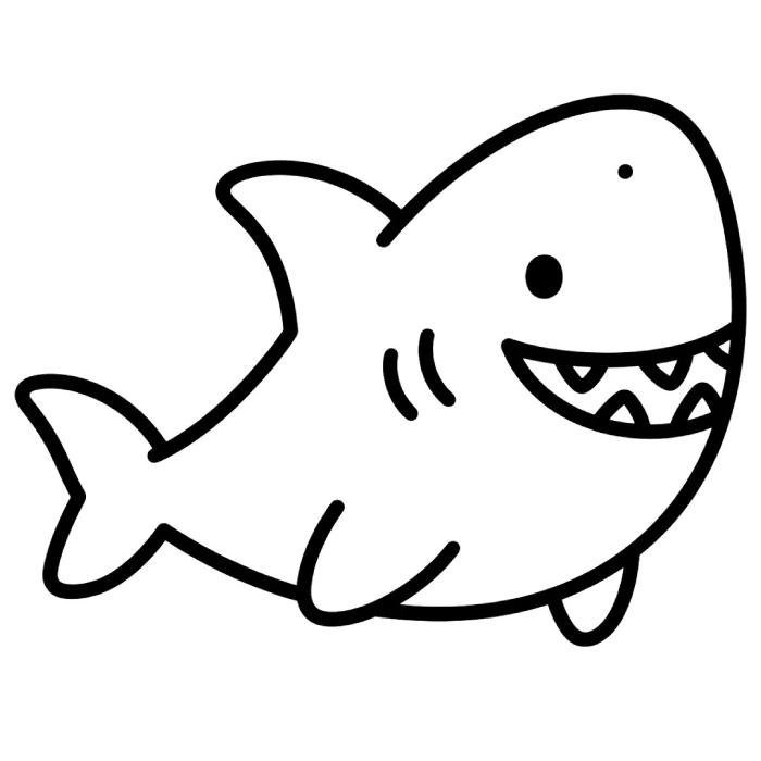 bài tập tranh tô màu cá mập cute hình ảnh đáng yêu