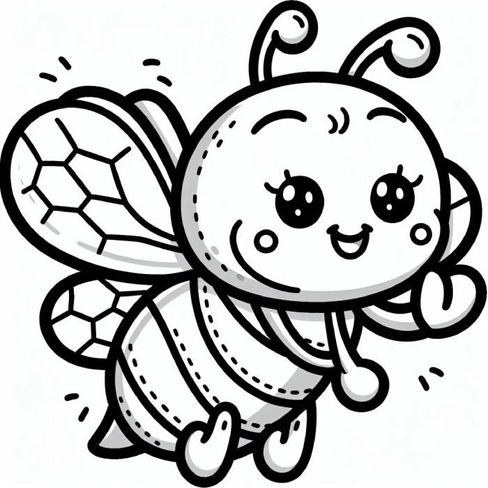 biểu cảm cute tranh tô màu con ong dễ thương