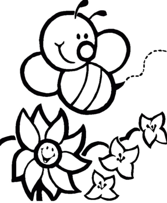bông hoa nổi bật tranh tô màu con ong