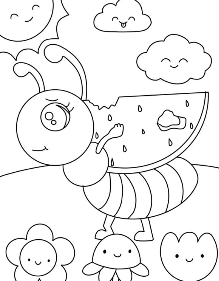 chủ đề thiên nhiên tranh tô màu con kiến